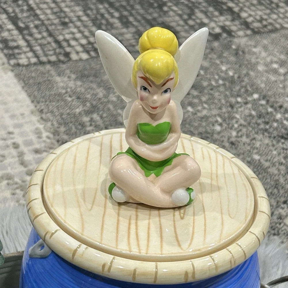 Disney Tinker Bell Sitting on Blue‎ Spool of Thread Cookie Jar
